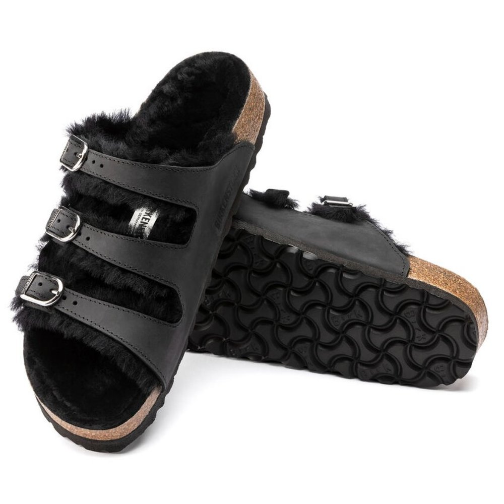 NEW Birkenstock Florida Fresh Shearling Black Size 38/7
